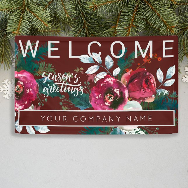 Winter Burgundy Christmas Corporate Party Welcome Banner (Creator Uploaded)