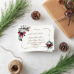 Winter Burgundy Floral Pine Gold Save The Date<br><div class="desc">Elegant,  Burgundy,  White Floral card design. It features gorgeous Burgundy,  White watercolour floral bouquet,  unique floral arrows with hearts as divider,  an elegant faux gold frame. Use Customize tool to add your info. For matching items,  please,  visit my Winter Floral Bouquet Collection.</div>