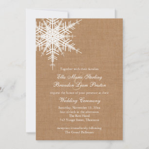 Winter Burlap Wedding Invitation