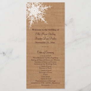Winter Burlap Wedding Program