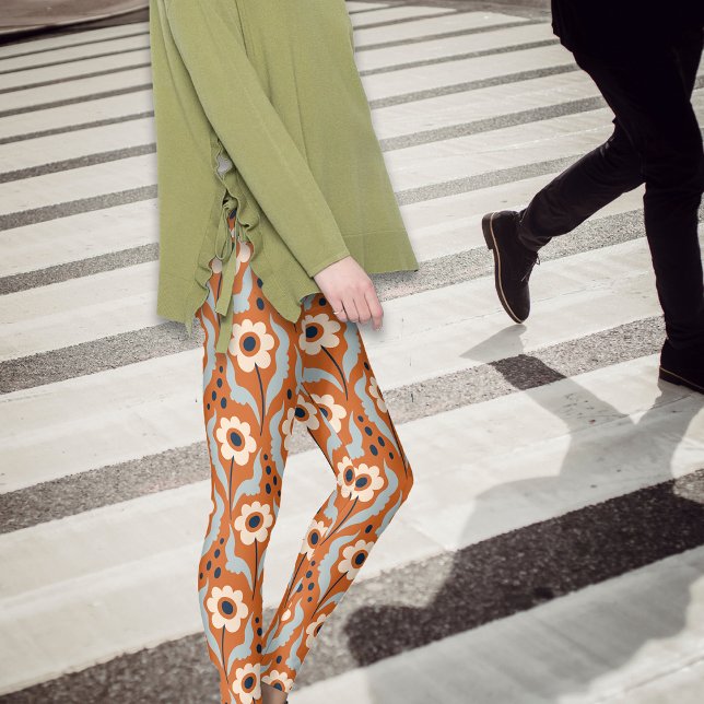 Winter Burnt Orange Egg Flowers Leggings (Creator Uploaded)