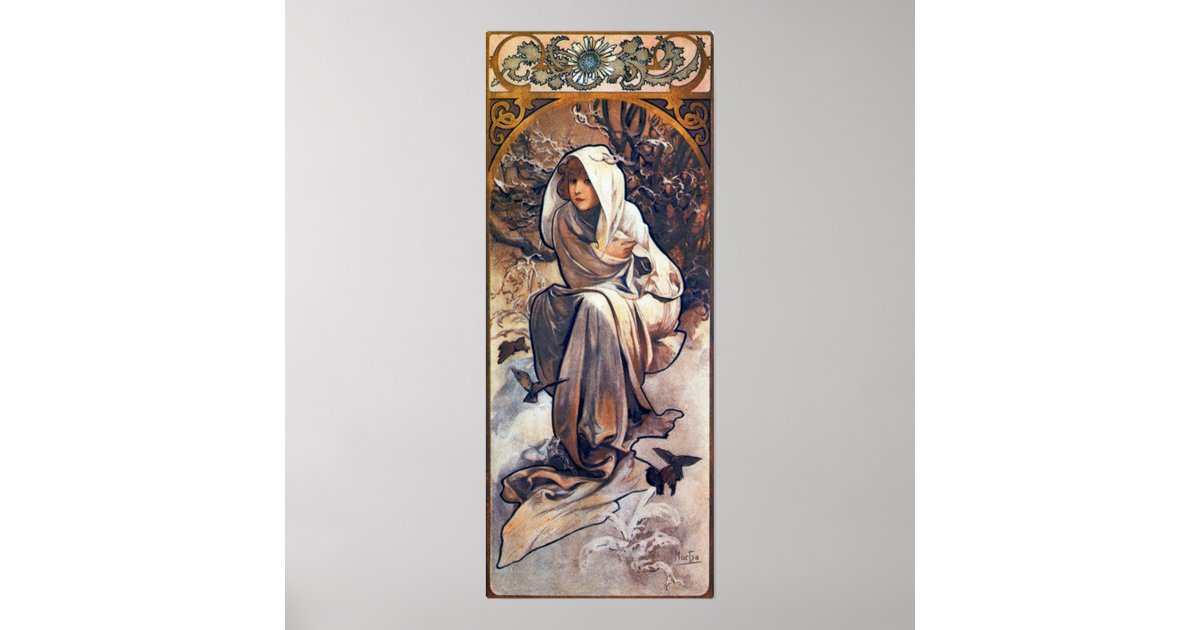 winter by Alphonse Mucha Poster | Zazzle