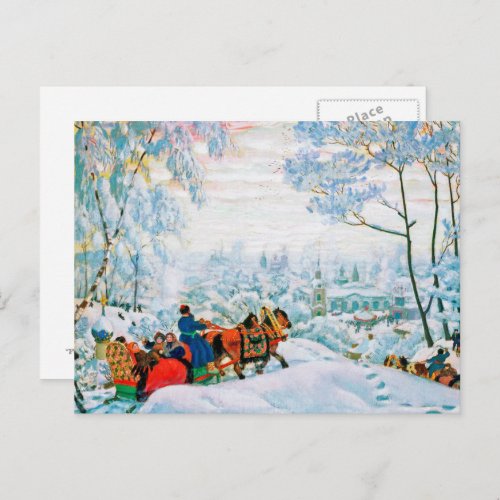 Winter by Boris Kustodiev Fine Art Postcards