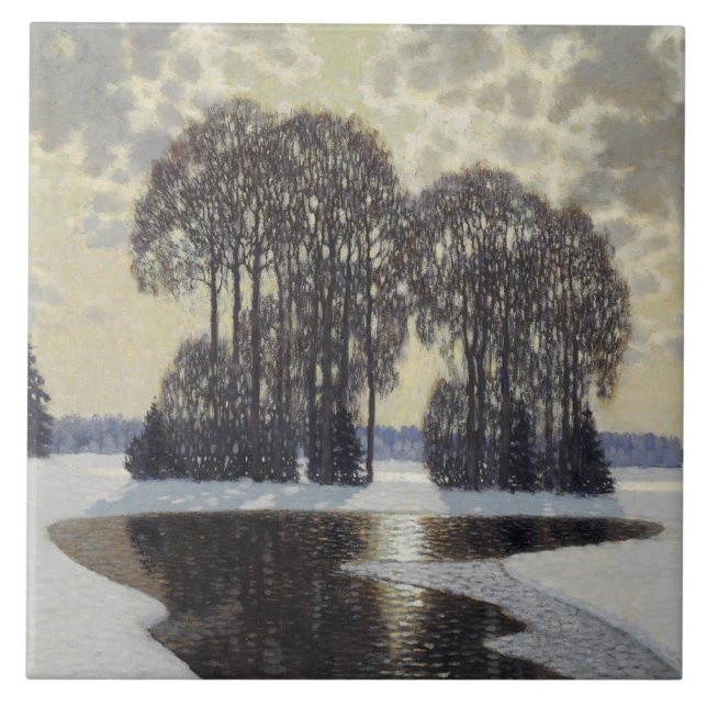 Winter (by Vilhelms Purvitis) Ceramic Tile (Front)