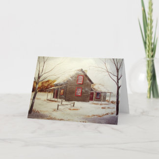Winter Cabin Blank Greeting Card