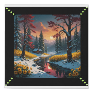 Winter Cabin by the Sunflower River Faux Canvas Print