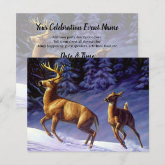 Winter Cabin Deer In Snow Christmas Scene Invitati Invitation