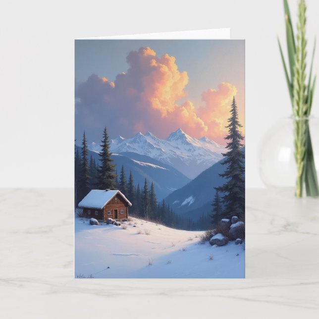 Winter Cabin Fathers Day Card (Front)