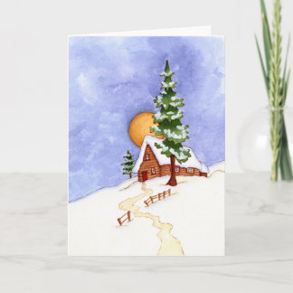 Winter Cabin Holiday Card