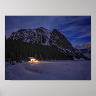 Winter Cabin in the Woods Poster