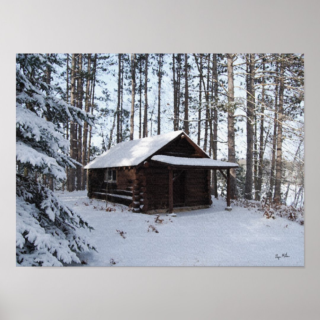 Winter Cabin Poster | Zazzle