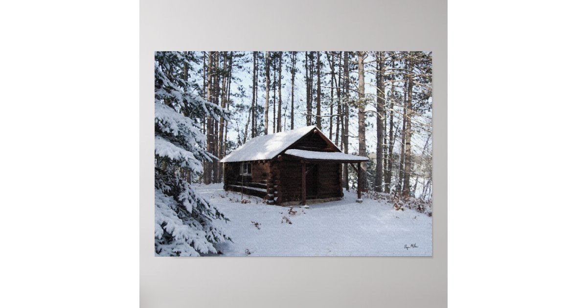 Winter Cabin Poster | Zazzle