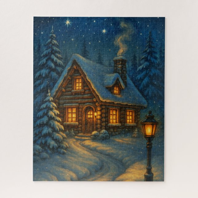 Winter Cabin Puzzle (Vertical)