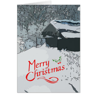 Winter Cabin Snow Vintage