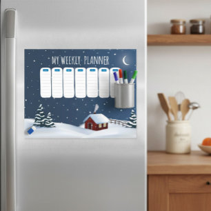 Winter Cabin Weekly Planner   Dry Erase Board