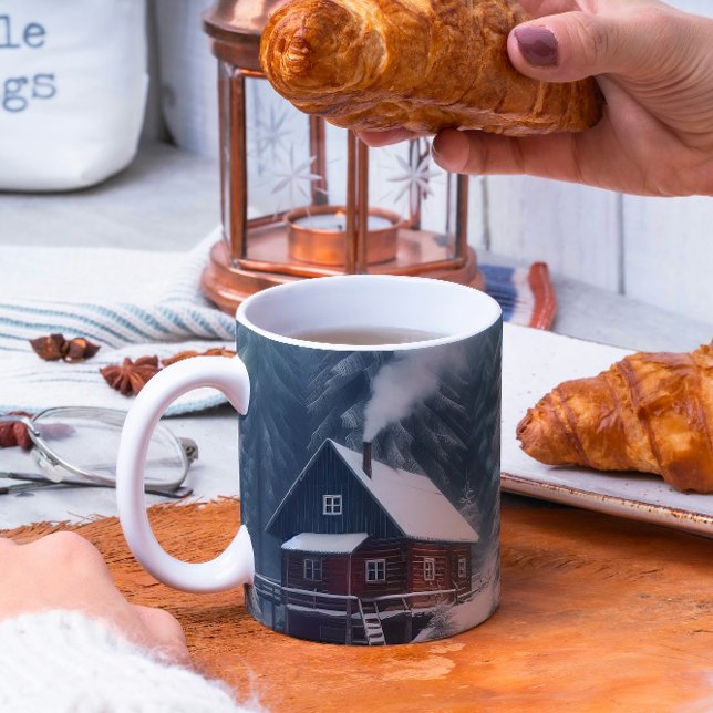 Winter Cabin with Snow & Pine Trees Coffee Mug (Creator Uploaded)