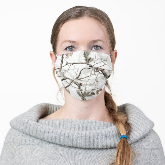 Winter Camo Adult Cloth Face Mask (Worn)