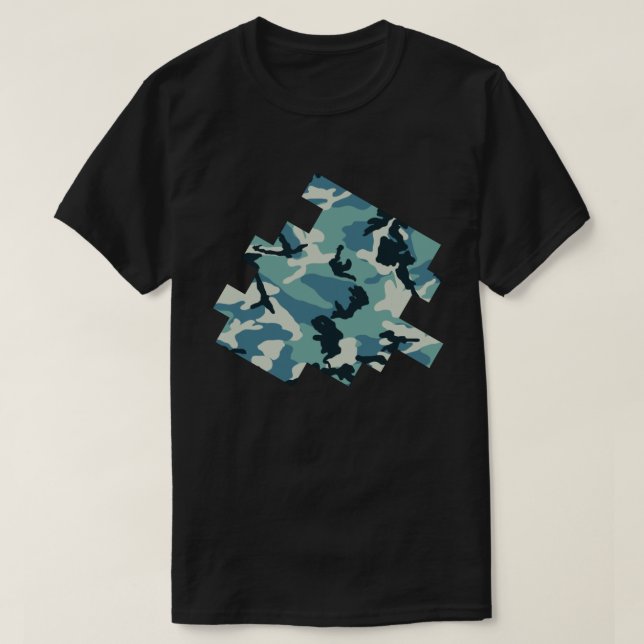 Winter Camo Pattern Digital Sketch T-Shirt (Design Front)
