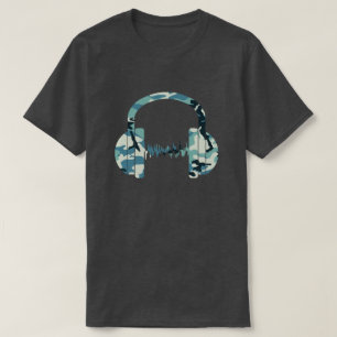Winter Camo Pattern Headphones T-Shirt