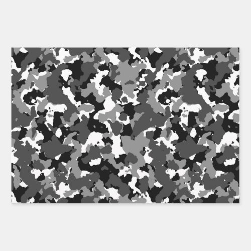 Winter camo pattern wrapping paper sheets