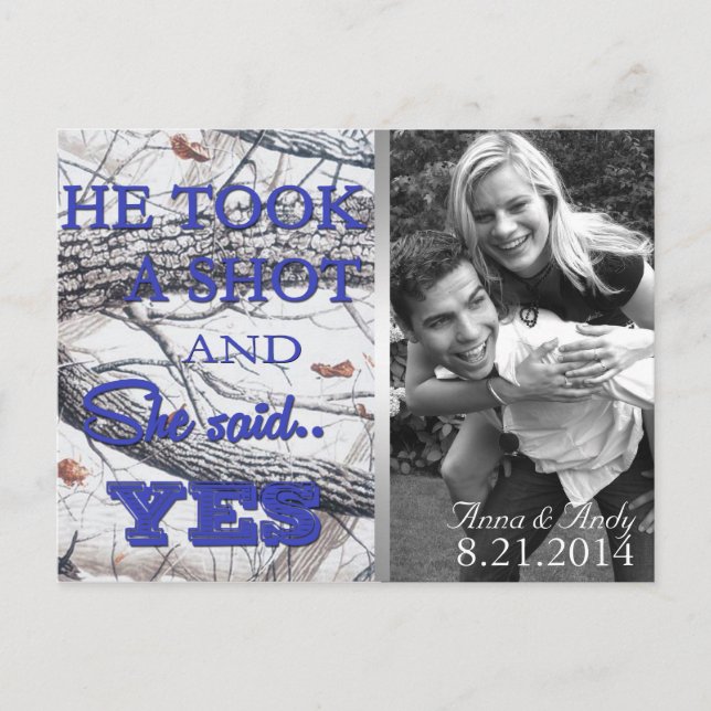 Winter Camo Save The Date Wedding Postcard (Front)