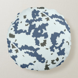 Winter Camouflage Round Pillow