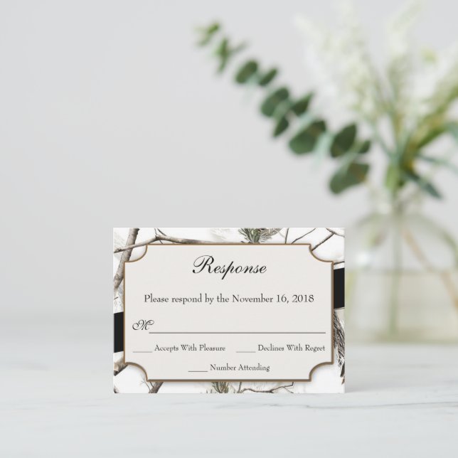 Winter Camouflage Wedding Small RSVP Cards (Standing Front)