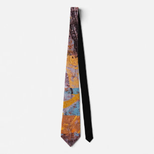 Winter Campfire, Collage, A Gel Print Abstract Neck Tie