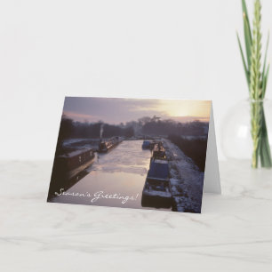 Winter canal sunrise Christmas Holiday Card