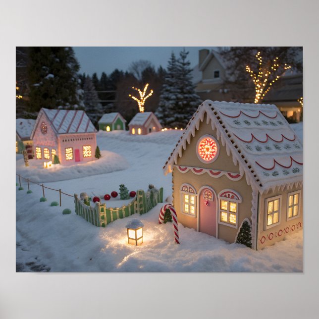Winter Candy Village Panorama Poster (Front)