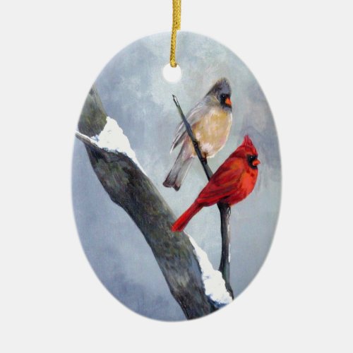 Winter Cardinal Ceramic Ornament