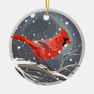 Winter Cardinal Ceramic Ornament