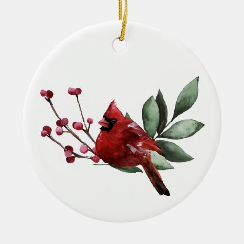 Winter Cardinal Christmas  Custom 4 Collage Photo Ceramic Ornament