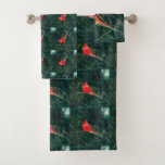Winter Cardinal In Snowstorm - Enhanced Bath Towel Set at Zazzle