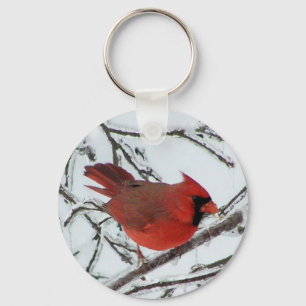 Winter Cardinal Keychain