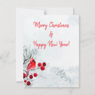 Winter Cardinal Merry Christmas Holiday Card
