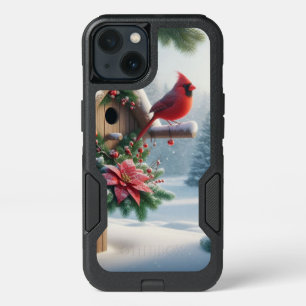 Winter Cardinal on a Festive Birdhouse iPhone 13 Case