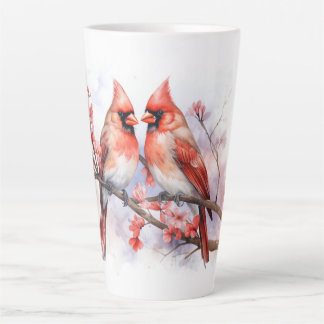 Winter Cardinal Pair 1 Latte Mug