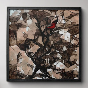 Winter Cardinal Print – Red Bird on Branches, Natu Peel And Stick Photo Tile