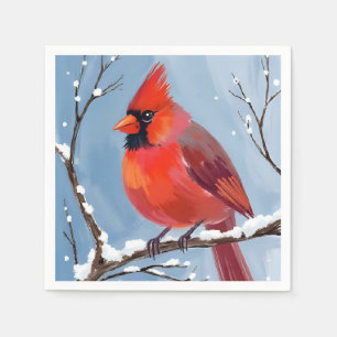 Winter Cardinal Red Bird Watercolor Painting Napkins