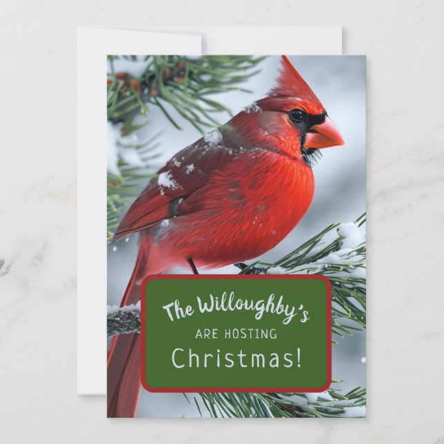 Winter Cardinal RIP Memorial Christmas Wedding  Invitation (Front)