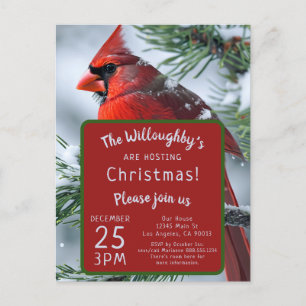 Winter Cardinal RIP Memorial Christmas Wedding Postcard