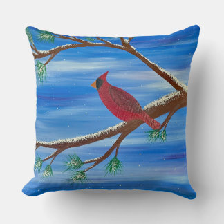 Winter Cardinal Throw Pillow