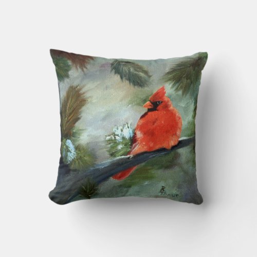 Winter Cardinal Throw Pillow
