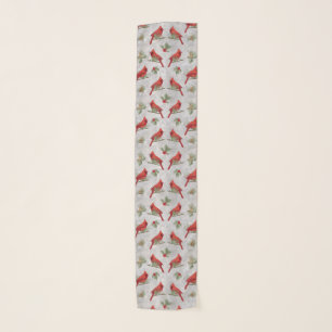 Winter Cardinals and Pines Chiffon Scarf