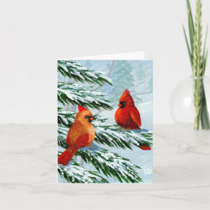 Winter Cardinals Birds Snow Creationarts Holiday Card