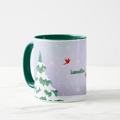 Winter Cardinals Christmas Greeting Mug