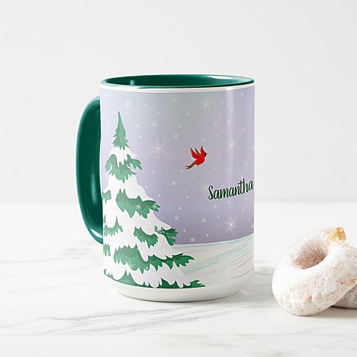 Winter Cardinals Christmas Greetings Mug