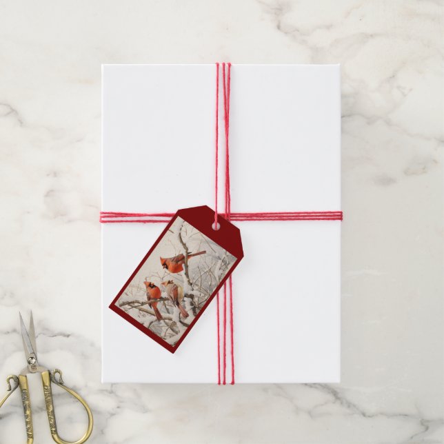 Winter Cardinals Gift Tags (With Twine)
