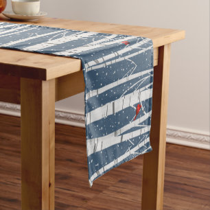 Winter Cardinals in Birch Tree Short Table Runner
